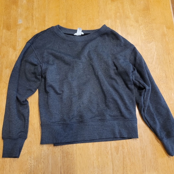 EUC H&M black gray basic long sleeve crewneck - Picture 1 of 5